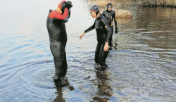 Senftenberger Triathleten trainieren im Senftenberger See