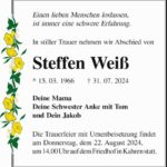Traueranzeige Steffen Weiß