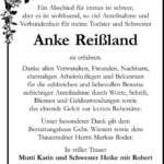 Danksagung Anke Reißland
