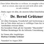 Traueranzeige Dr. Bernd Grützner