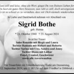 Traueranzeige Sigrid Bothe geb. Hurras