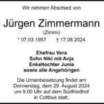 Traueranzeige Jürgen Zimmermann (Zimmi)