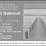 Traueranzeige Ingrid Hubatsch geb. Nicklau