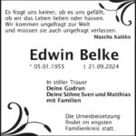 Traueranzeige Edwin Belke
