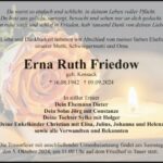 Traueranzeige Erna Ruth Friedow geb. Kossack