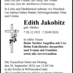 Traueranzeige Edith Jakobitz geb. Merker