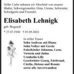 Traueranzeige Elisabeth Lehnigk geb. Bogusch