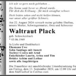 Traueranzeige Waltraut Plack