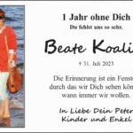Jahresgedenken Beate Koalick
