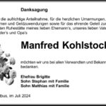 Danksagung Manfred Kohlstock