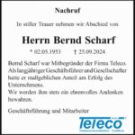 Traueranzeige Bernd Scharf