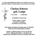Traueranzeige Christa Scheetz geb. Lange