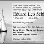 Traueranzeige Eduard Leo Schich
