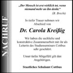 Nachruf Dr. Carola Kreißig