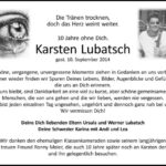 Jahresgedenken Karsten Lubatsch