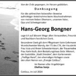 Traueranzeige Hans-Georg Bongner