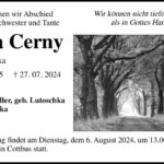 Traueranzeige Wera Cerny geb. Lutoschka