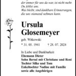 Traueranzeige Ursula Glosemeyer geb. Witkowski