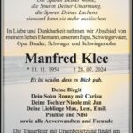 Traueranzeige Manfred Klee