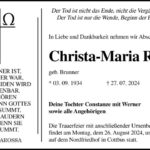 Traueranzeige Christa-Maria Rippl geb. Brunner