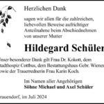 Danksagung Hildegard Schüler