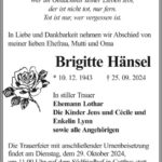 Traueranzeige Brigitte Hänsel
