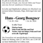 Traueranzeige Hans-Georg Bongner