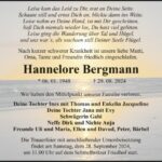 Traueranzeige Hannelore Bergmann