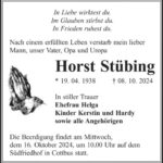 Traueranzeige Horst Stübing