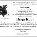 Danksagung Helga Kuny