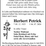 Traueranzeige Herbert Petrick
