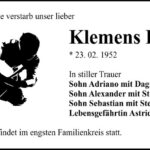 Traueranzeige Klemens Hirthe