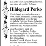 Danksagung Hildegard Perko