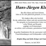 Danksagung Hans-Jörg Klug