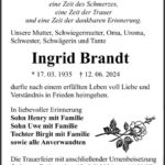 Traueranzeige Ingrid Brandt
