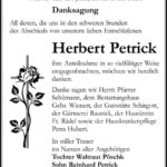 Danksagung Herbert Petrick
