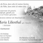 Traueranzeige Eva-Maria Lilienthal geb. Dartsch