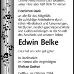 Danksagung Edwin Belke