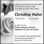 Traueranzeige Christine Hahn
