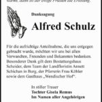 Traueranzeige Alfred Schulz