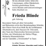 Danksagung Frieda Blinde geb Schwieg