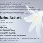 Traueranzeige Marina Rublack geb. Reckzeh