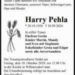Traueranzeige Harry Pehla