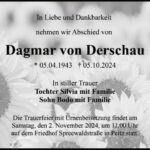 Traueranzeige Dagmar von Derschau