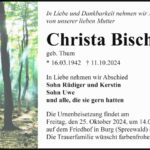 Traueranzeige Christa Bischof