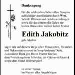 Danksagung Edith Jakobitz