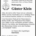 Danksagung Günter Klein