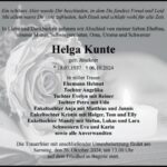 Traueranzeige Helga Kunte