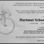 Traueranzeige Dipl. Ing. Hartmut Schuster