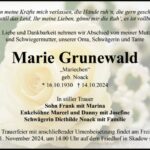 Traueranzeige Marie Grunewald